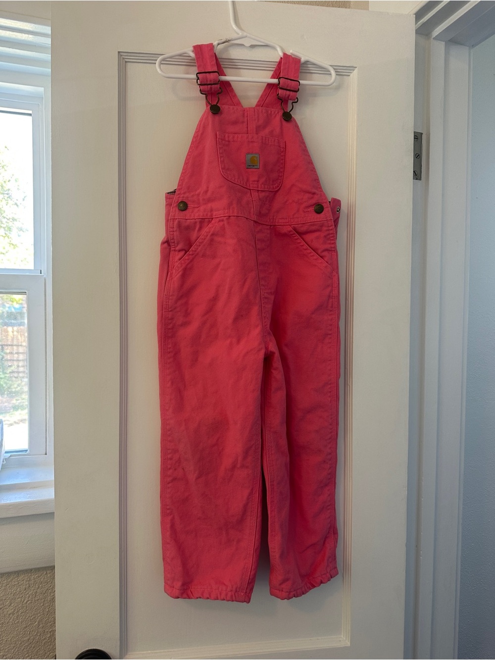 Carhartt Kids Bright Pink Overalls - Girls' Durable Bib Pants